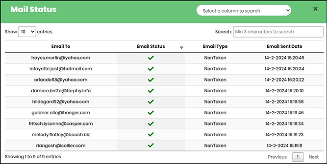 Mail Status Screen- CyLock